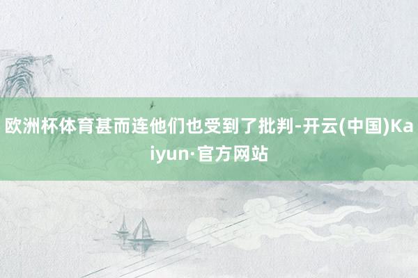 欧洲杯体育甚而连他们也受到了批判-开云(中国)Kaiyun·官方网站