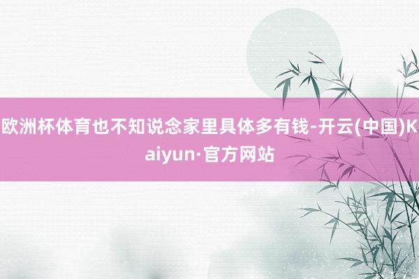 欧洲杯体育也不知说念家里具体多有钱-开云(中国)Kaiyun·官方网站