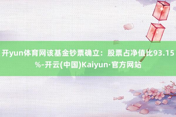 开yun体育网该基金钞票确立：股票占净值比93.15%-开云(中国)Kaiyun·官方网站