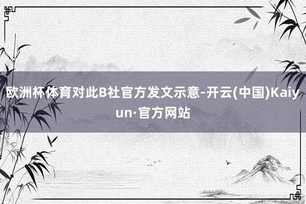 欧洲杯体育对此B社官方发文示意-开云(中国)Kaiyun·官