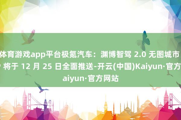 体育游戏app平台极氪汽车：渊博智驾 2.0 无图城市 NZ