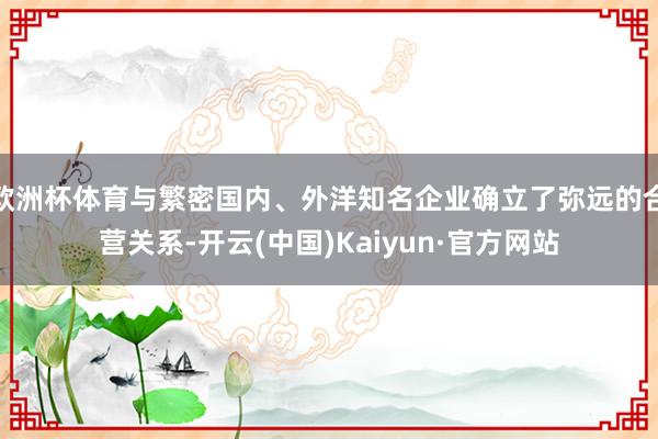 欧洲杯体育与繁密国内、外洋知名企业确立了弥远的合营关系-开云(中国)Kaiyun·官方网站