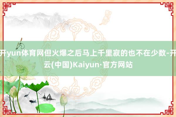 开yun体育网但火爆之后马上千里寂的也不在少数-开云(中国)